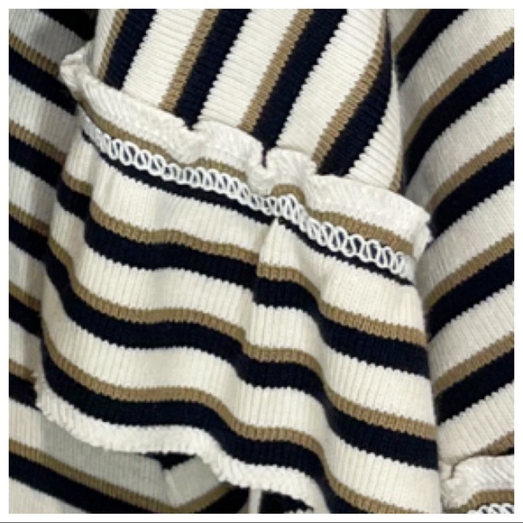 SEE BY CHLOE Striped Flutter-Sleeve V-Neck Short Dress - Picture 6 of 10